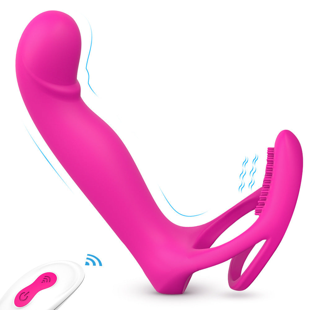 Double-layer Sperm Locking Prostate Massager For Men And Women Remote Control Double Plug Horseshoe Ring