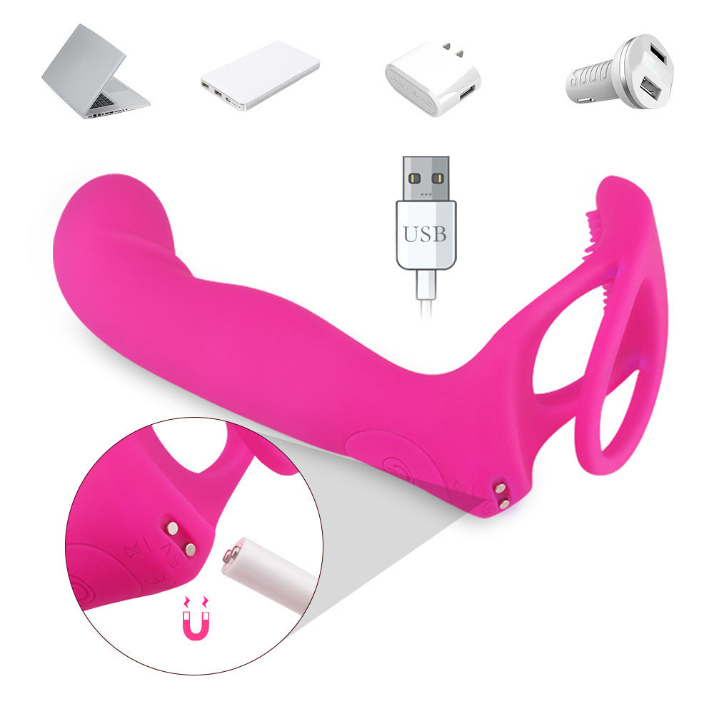Double-layer Sperm Locking Prostate Massager For Men And Women Remote Control Double Plug Horseshoe Ring