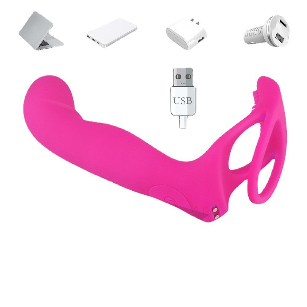 Double-layer Sperm Locking Prostate Massager For Men And Women Remote Control Double Plug Horseshoe Ring