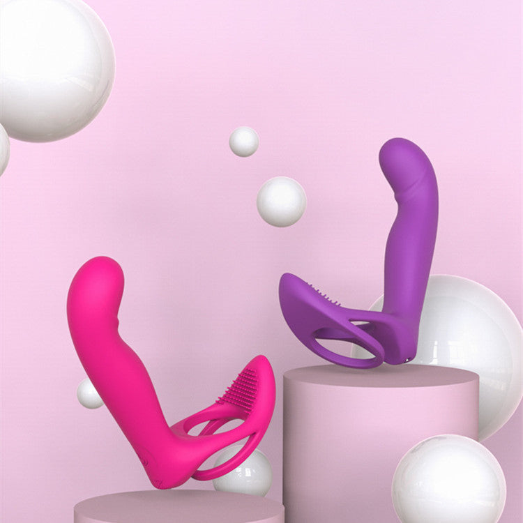 Double-layer Sperm Locking Prostate Massager For Men And Women Remote Control Double Plug Horseshoe Ring