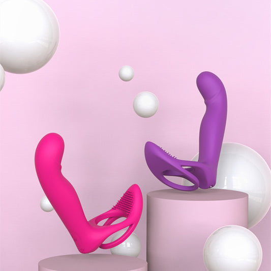 Double-layer Sperm Locking Prostate Massager For Men And Women Remote Control Double Plug Horseshoe Ring
